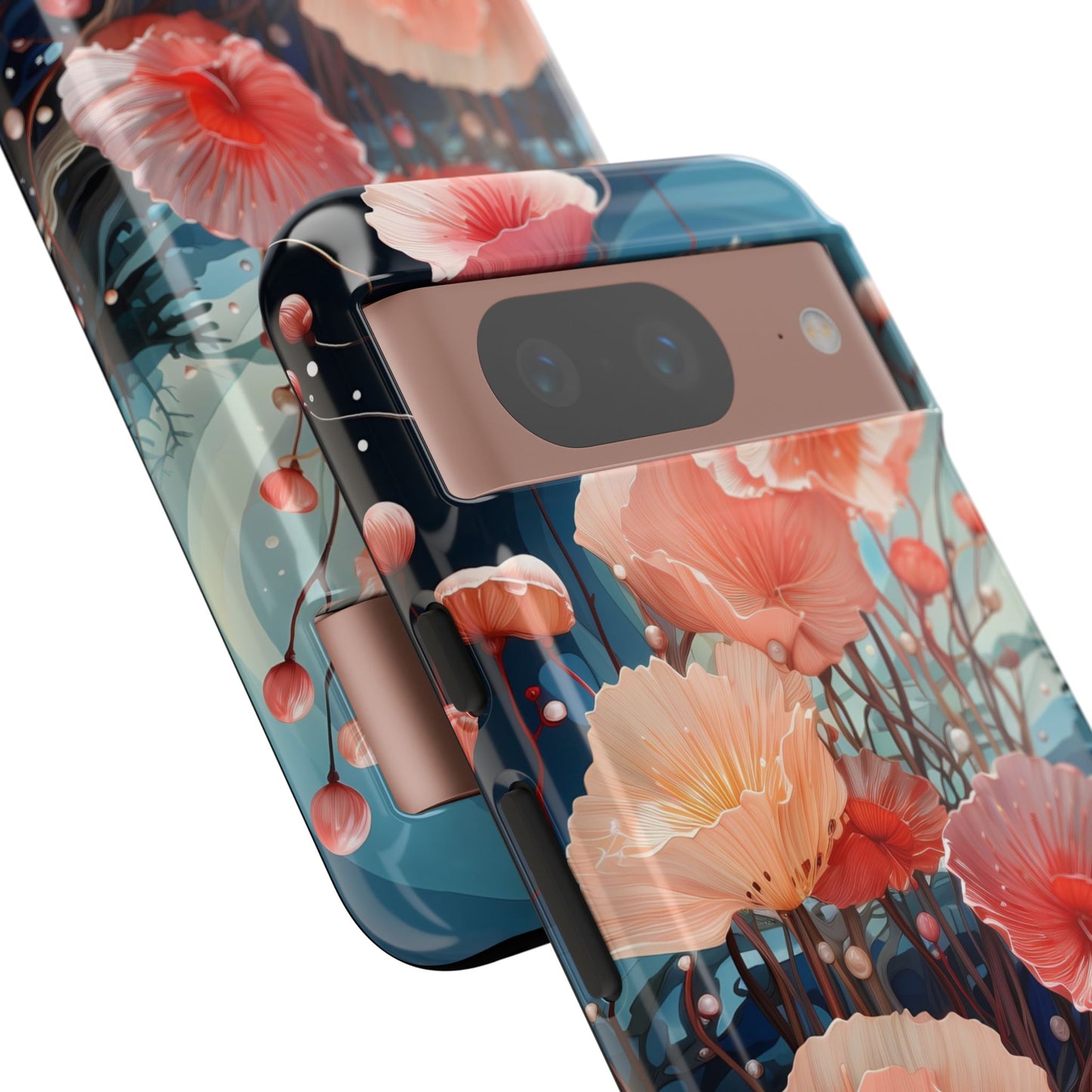 Blooming Poppies Tough Phone Case – Underwater Nocturnal Floral Design for iPhone, Samsung Galaxy & Google Pixel