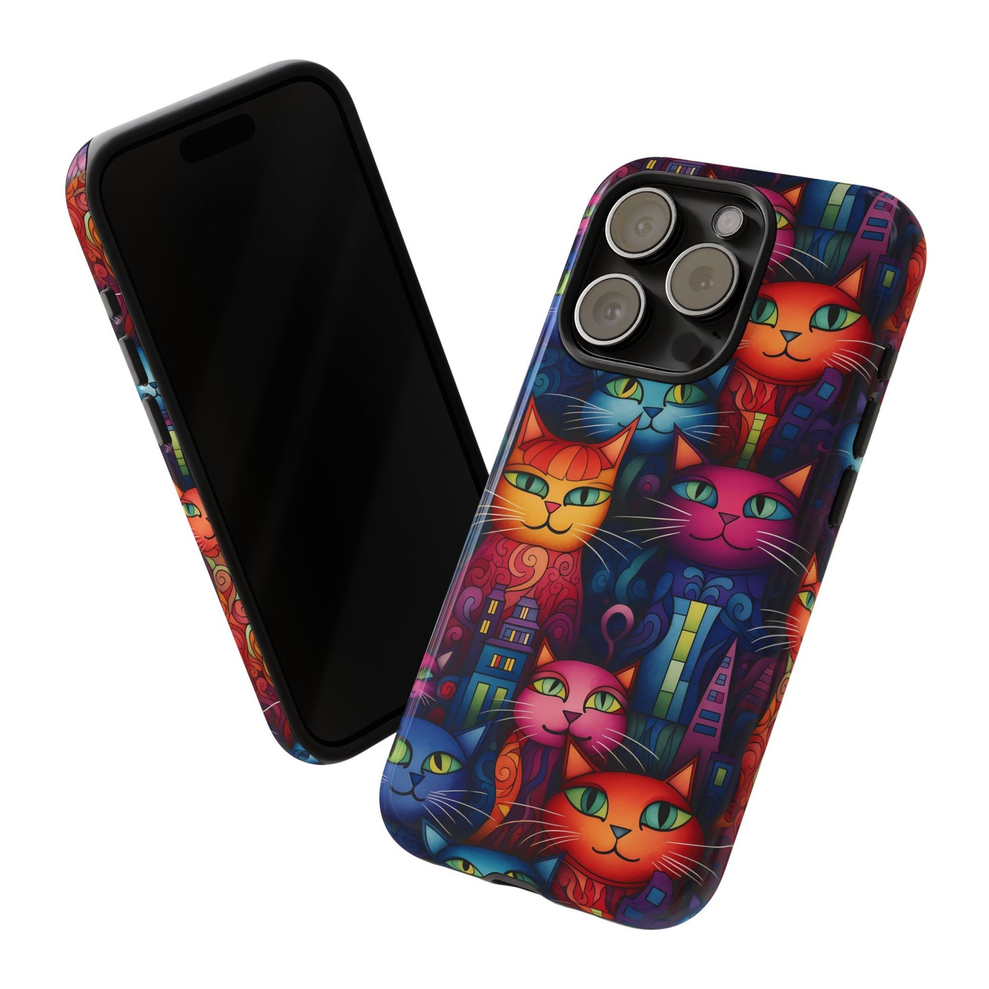 Cat-opolis Tough Phone Case: Fantastical Feline City Scape Mobile Phone Protection for iPhone, Samsung Galaxy & Google Pixel Whimsical Art