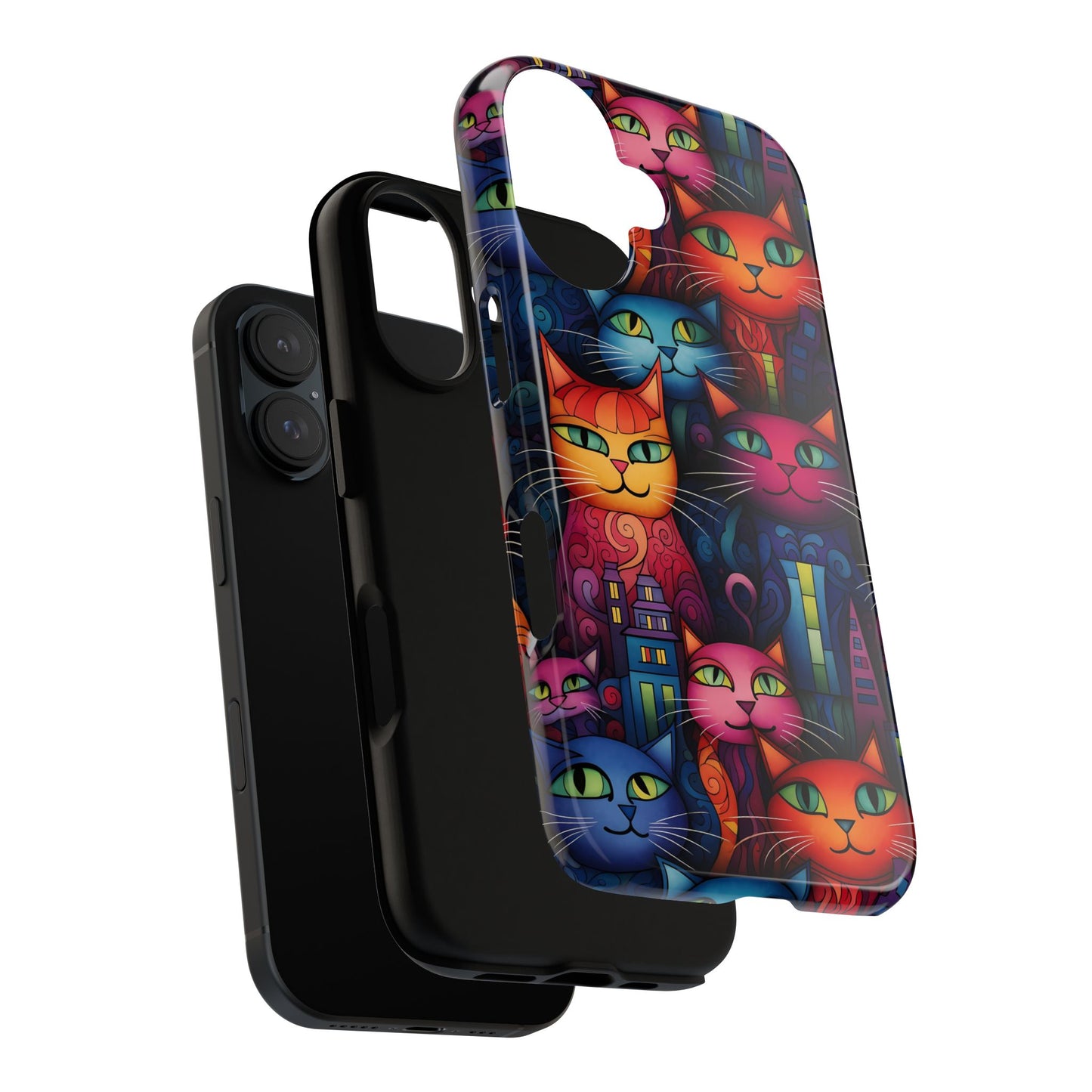 Cat-opolis Tough Phone Case: Fantastical Feline City Scape Mobile Phone Protection for iPhone, Samsung Galaxy & Google Pixel Whimsical Art