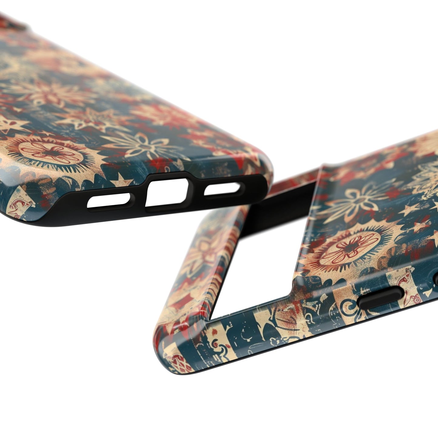 Patriotic Floral Tough Phone Case — Vintage American Stars & Flowers Design