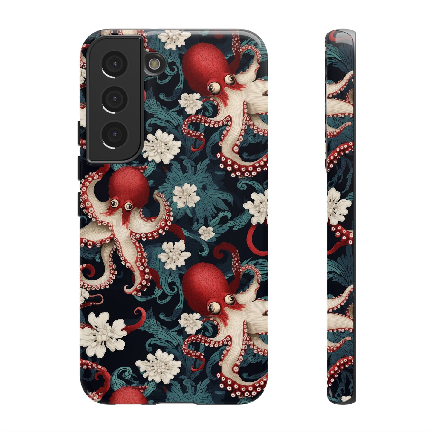 Octopus Floral Phone Case | Japanese Style Marine Pattern Protective Case