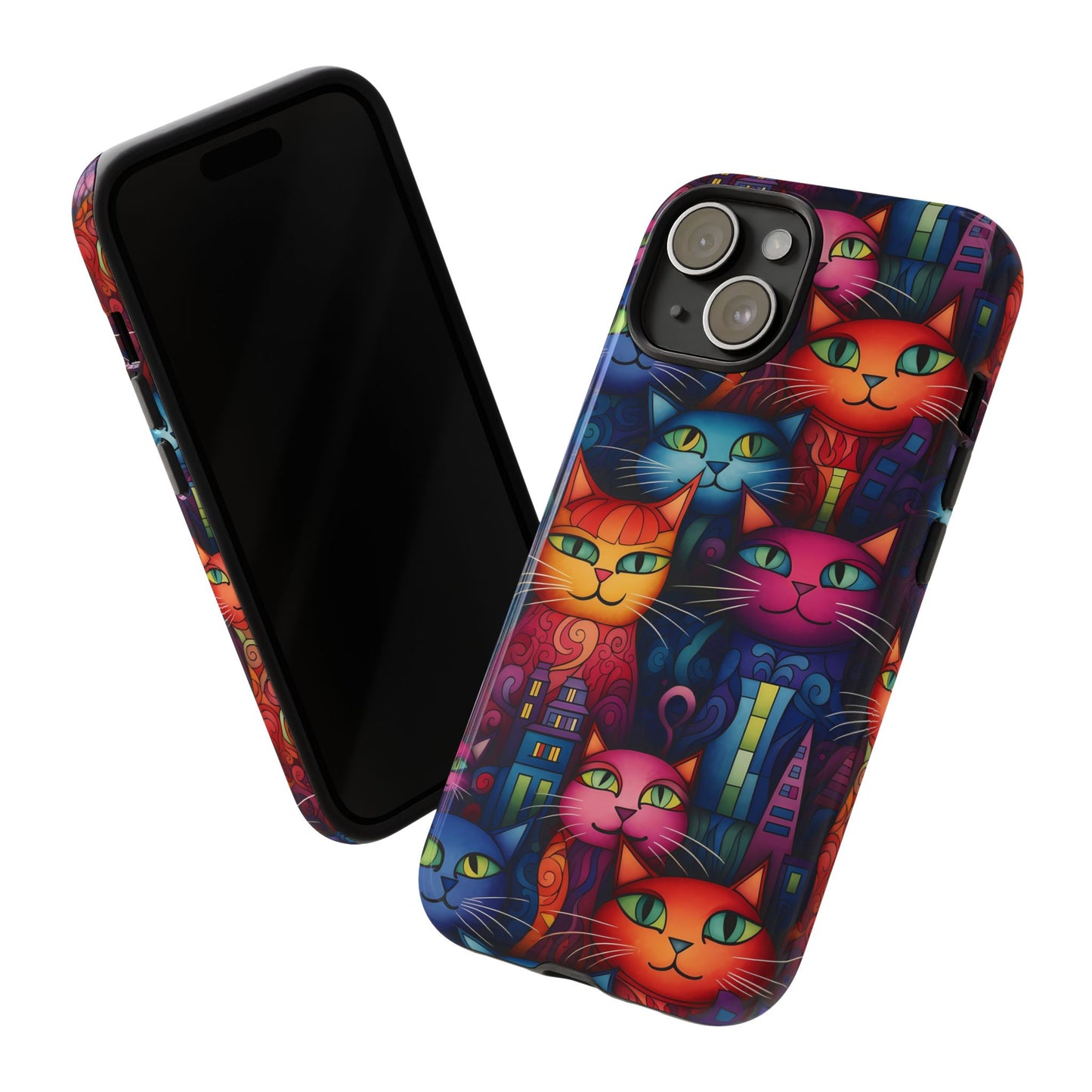 Cat-opolis Tough Phone Case: Fantastical Feline City Scape Mobile Phone Protection for iPhone, Samsung Galaxy & Google Pixel Whimsical Art