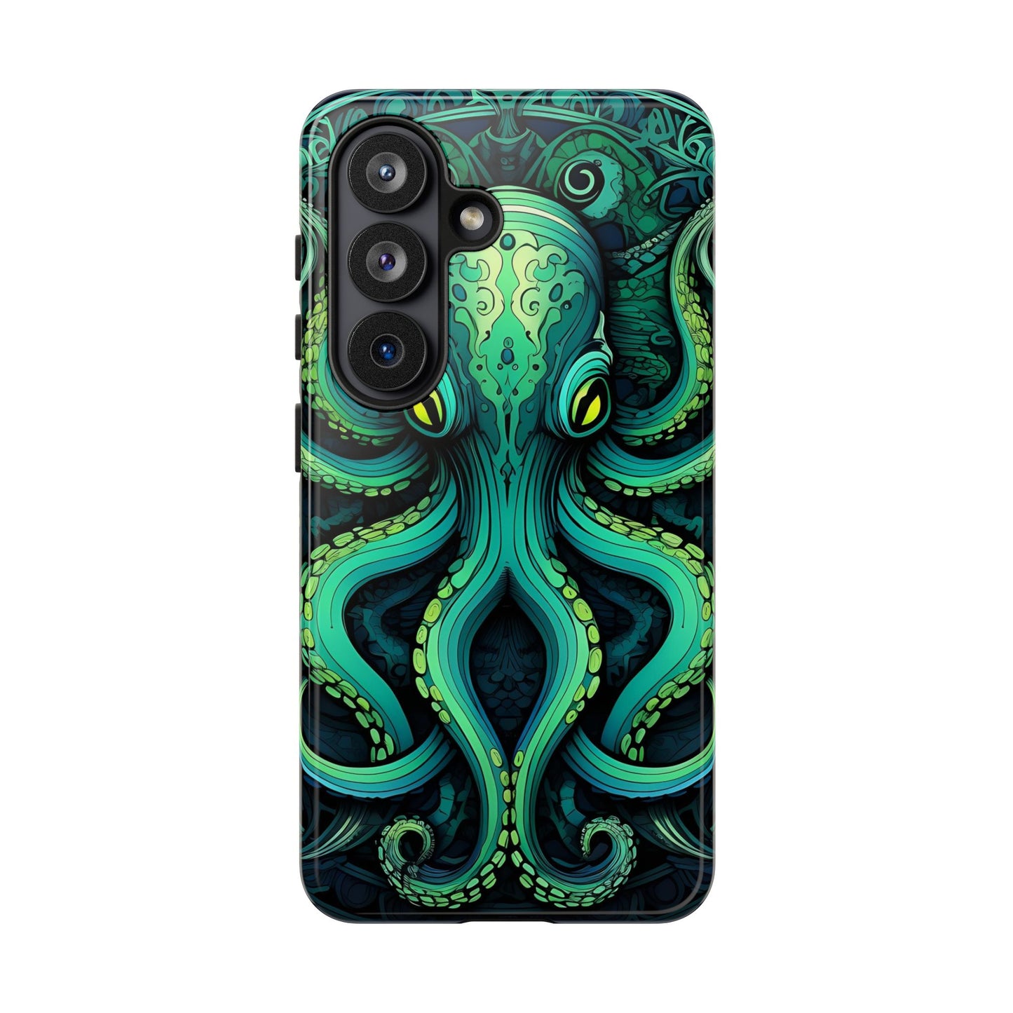 Vibrant Teal Octopus Tough Phone Case: Mandala-Inspired Art for iPhone, Samsung Galaxy & Google Pixel - Cracken Painting