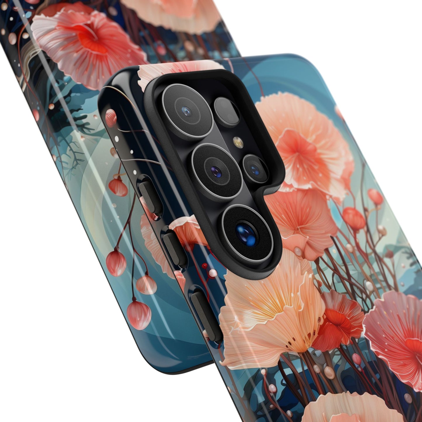 Blooming Poppies Tough Phone Case – Underwater Nocturnal Floral Design for iPhone, Samsung Galaxy & Google Pixel