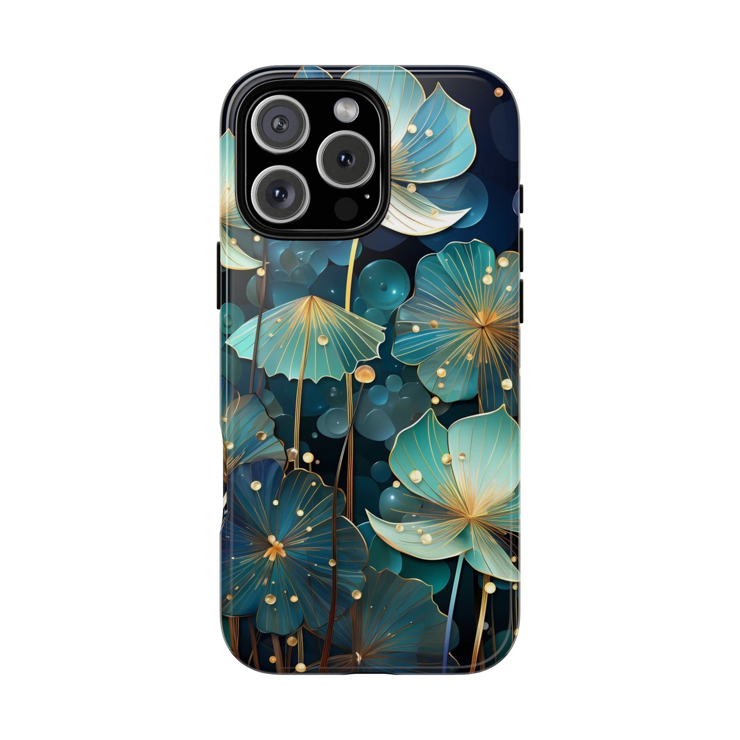 Teal Floral Tough Phone Case — Protective Botanical iPhone Cover