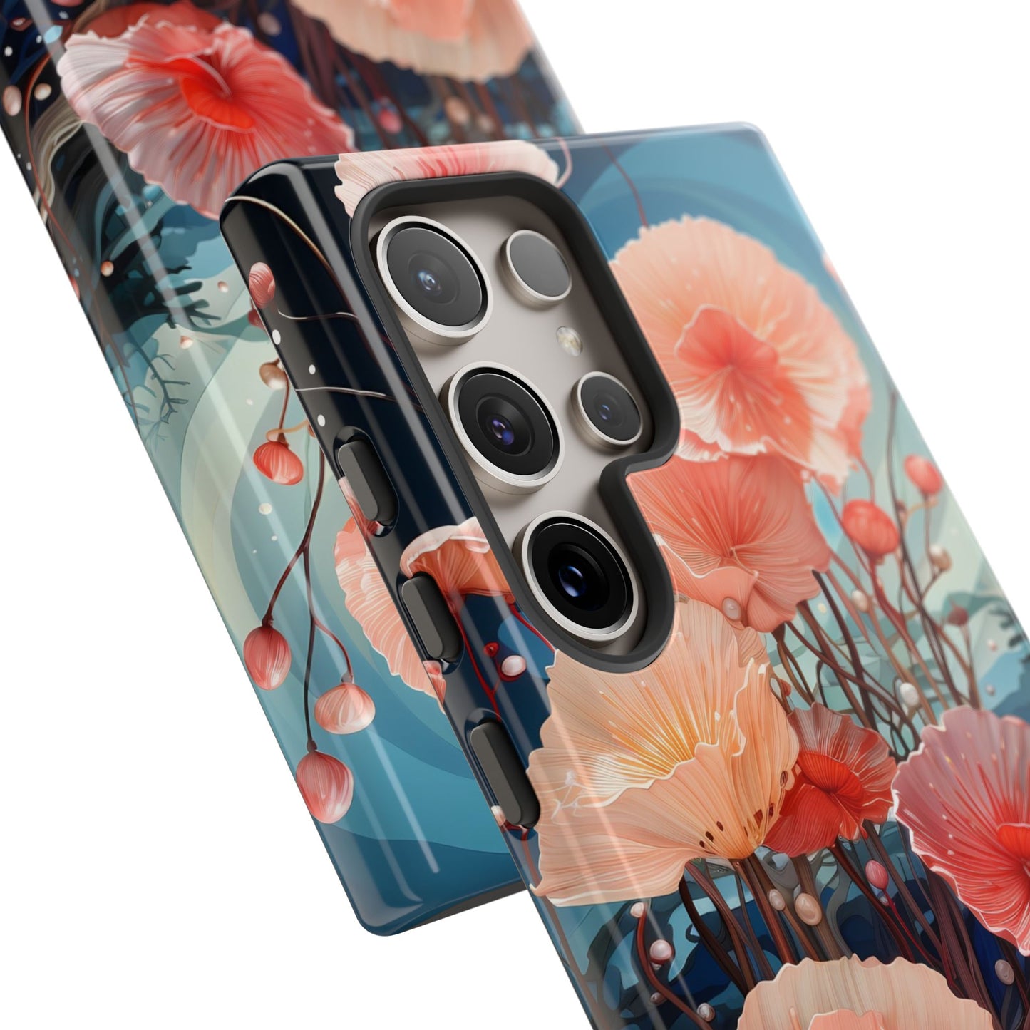 Blooming Poppies Tough Phone Case – Underwater Nocturnal Floral Design for iPhone, Samsung Galaxy & Google Pixel