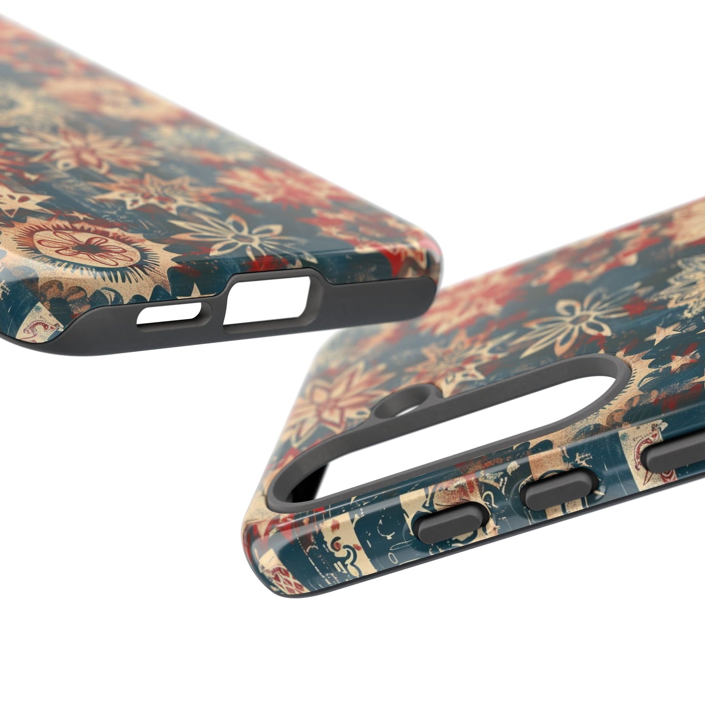 Patriotic Floral Tough Phone Case — Vintage American Stars & Flowers Design