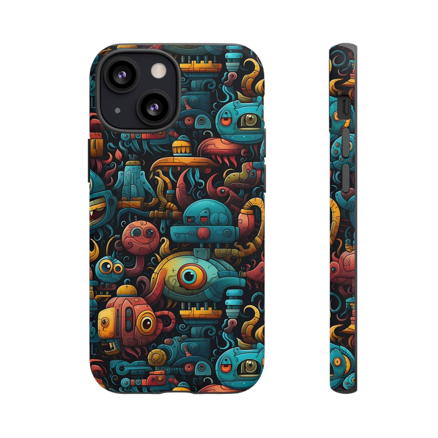 Whimsical Robots Tough Phone Case – Fantastical Mechanical Creatures Design for iPhone, Samsung Galaxy & Google Pixel