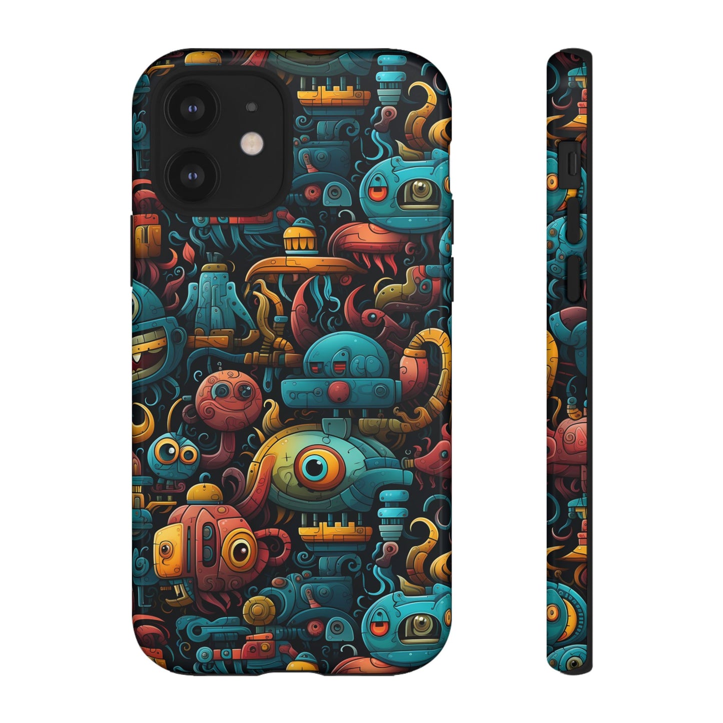 Whimsical Robots Tough Phone Case – Fantastical Mechanical Creatures Design for iPhone, Samsung Galaxy & Google Pixel