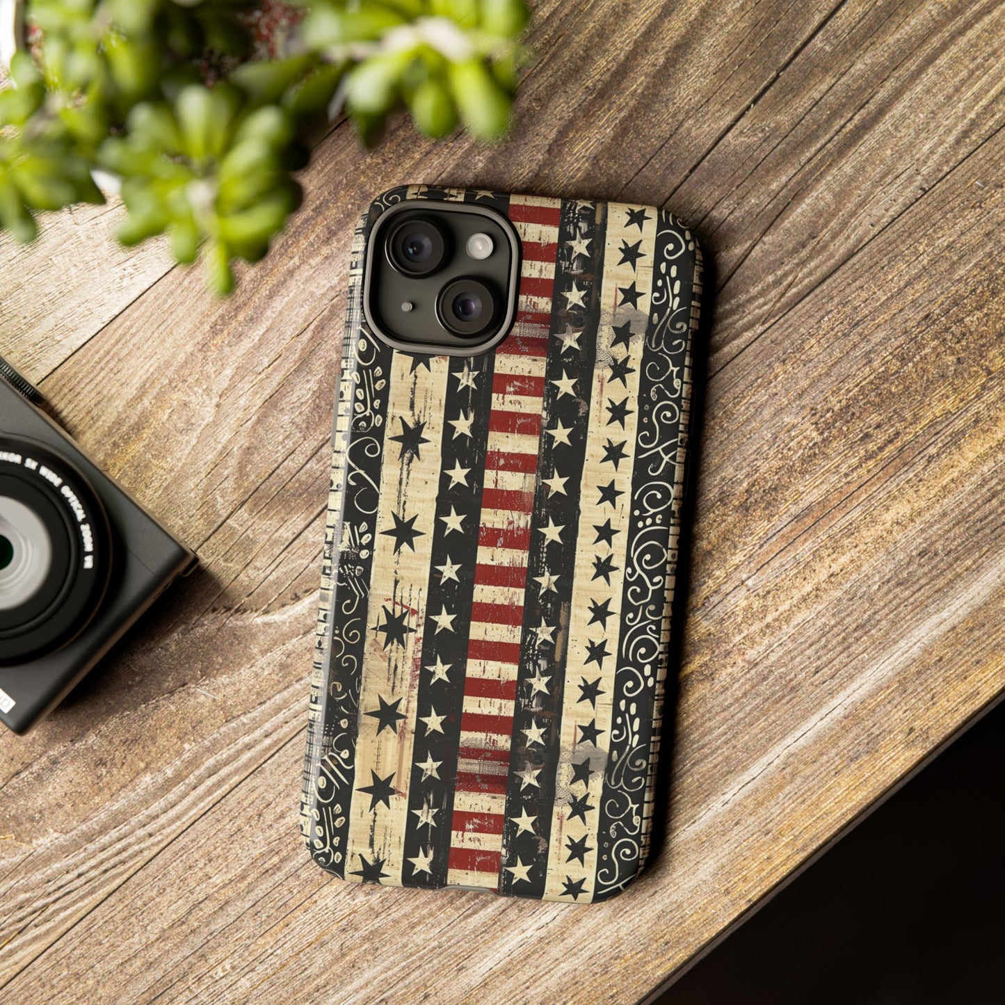 Vintage American Flag Phone Case — Patriotic Tough Case with Distressed Stars & Stripes