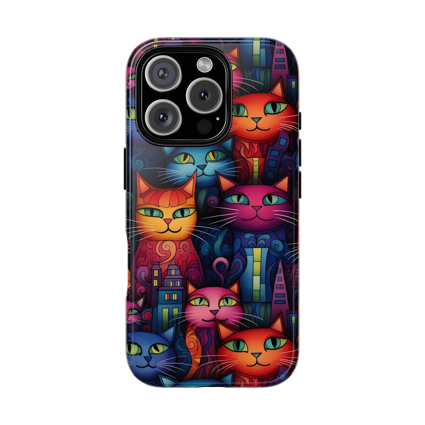 Cat-opolis Tough Phone Case: Fantastical Feline City Scape Mobile Phone Protection for iPhone, Samsung Galaxy & Google Pixel Whimsical Art