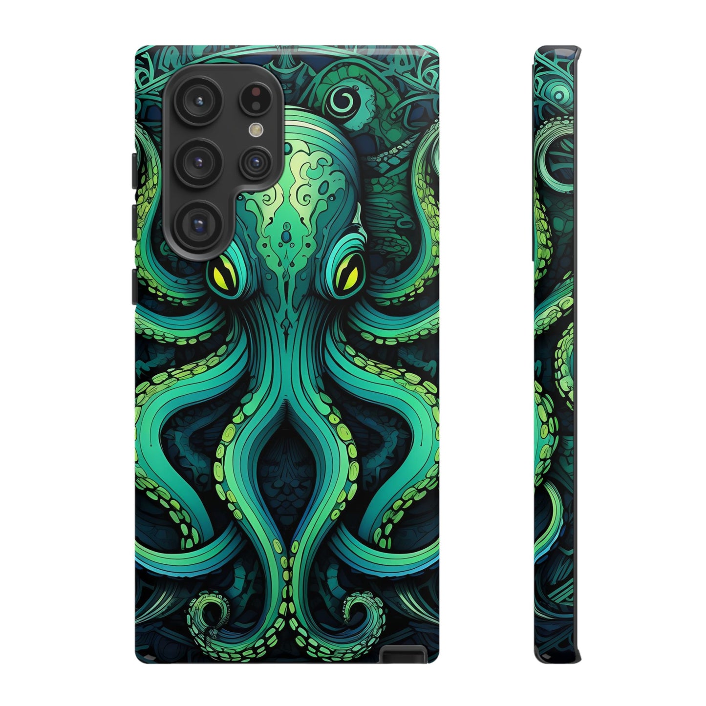 Vibrant Teal Octopus Tough Phone Case: Mandala-Inspired Art for iPhone, Samsung Galaxy & Google Pixel - Cracken Painting