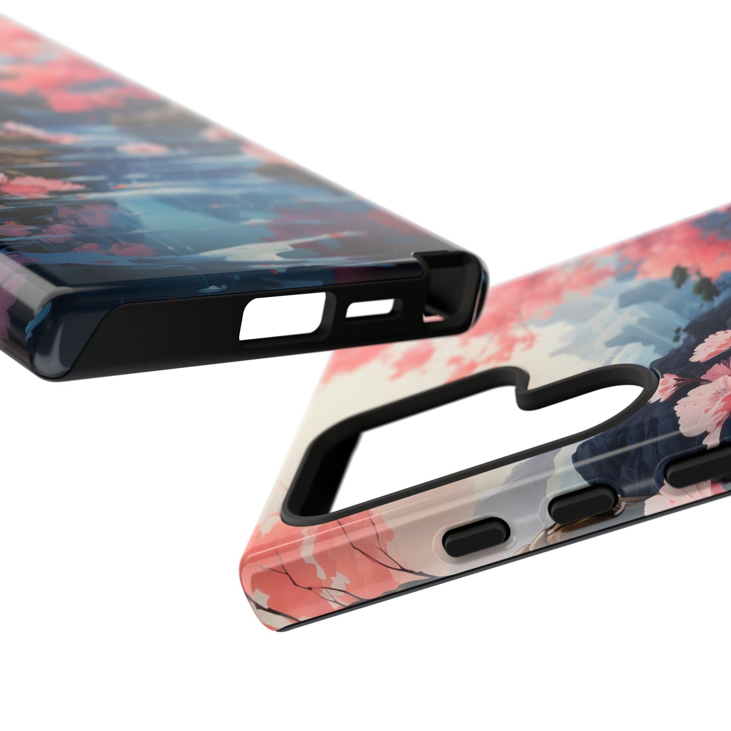 Cherry Blossom Floral Landscape Tough Phone Case – Double Layer Protection for iPhone, Samsung Galaxy & Google Pixel