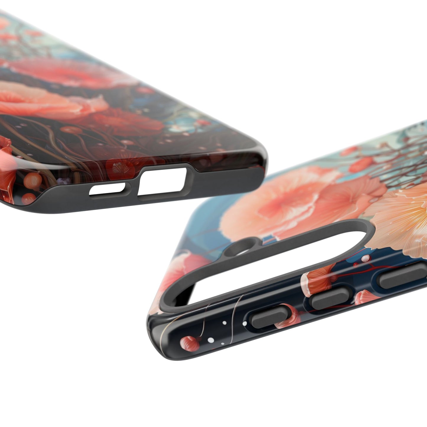 Blooming Poppies Tough Phone Case – Underwater Nocturnal Floral Design for iPhone, Samsung Galaxy & Google Pixel
