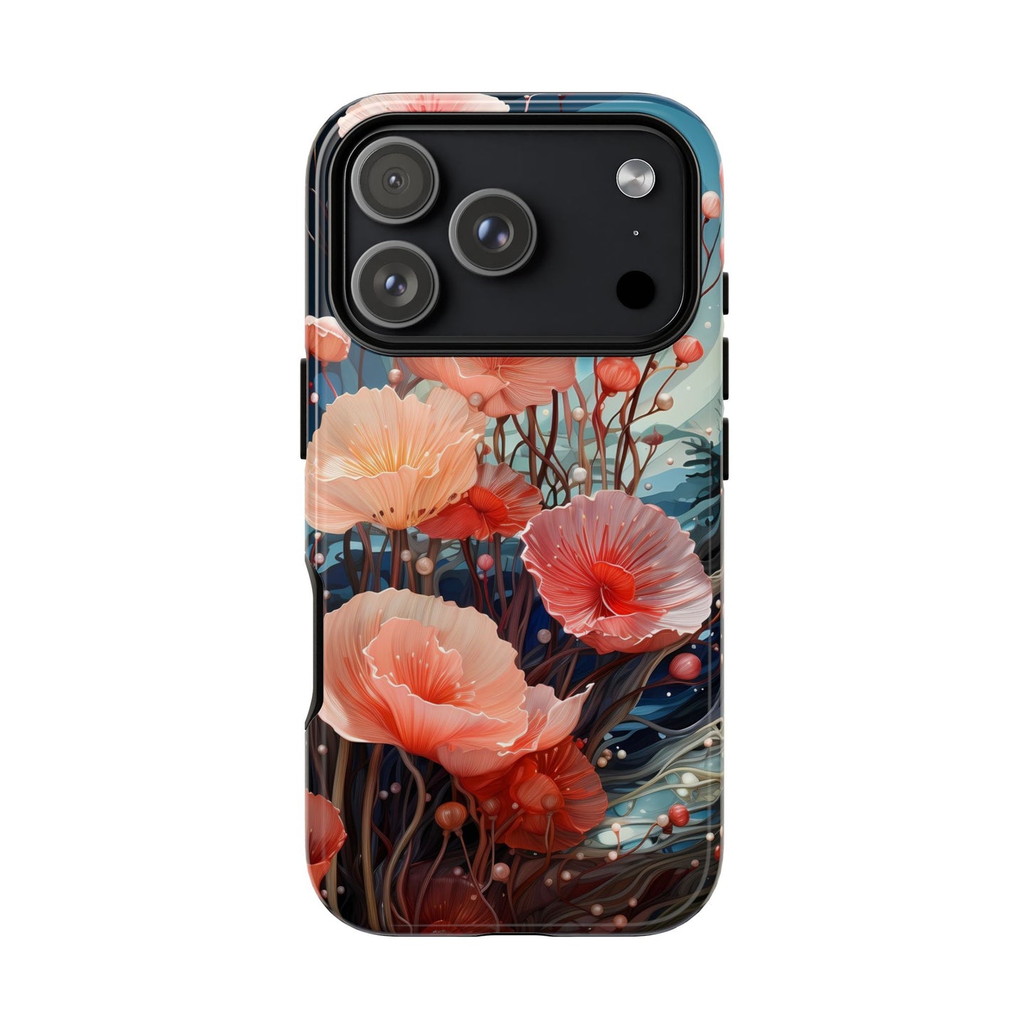 Blooming Poppies Tough Phone Case – Underwater Nocturnal Floral Design for iPhone, Samsung Galaxy & Google Pixel