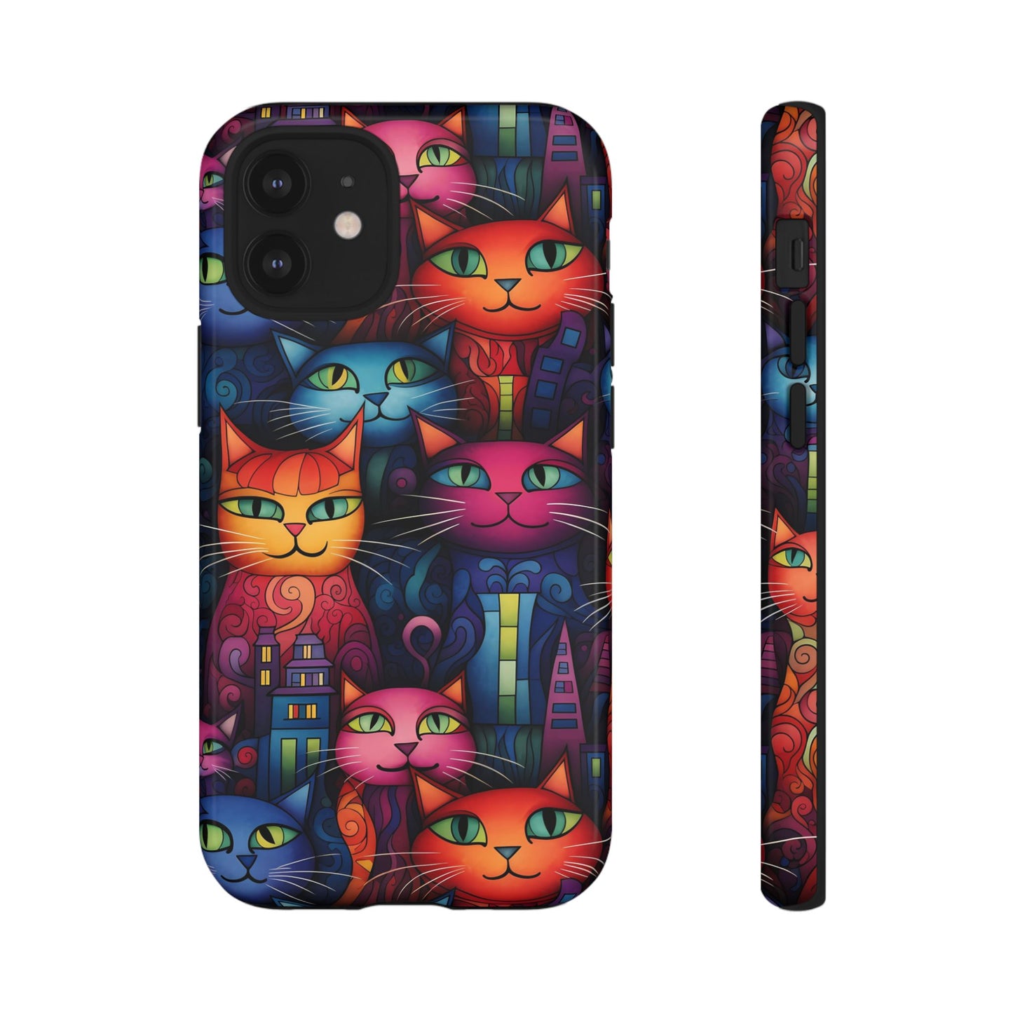 Cat-opolis Tough Phone Case: Fantastical Feline City Scape Mobile Phone Protection for iPhone, Samsung Galaxy & Google Pixel Whimsical Art