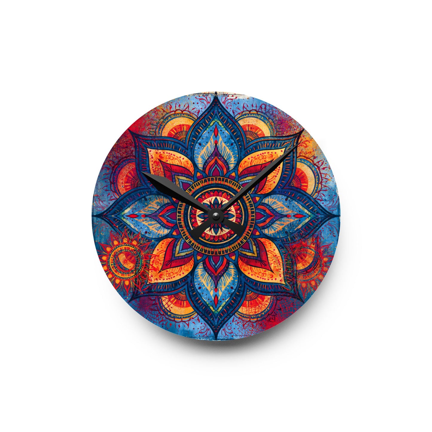 Mandala Acrylic Wall Clock – Colorful Boho Home Decor