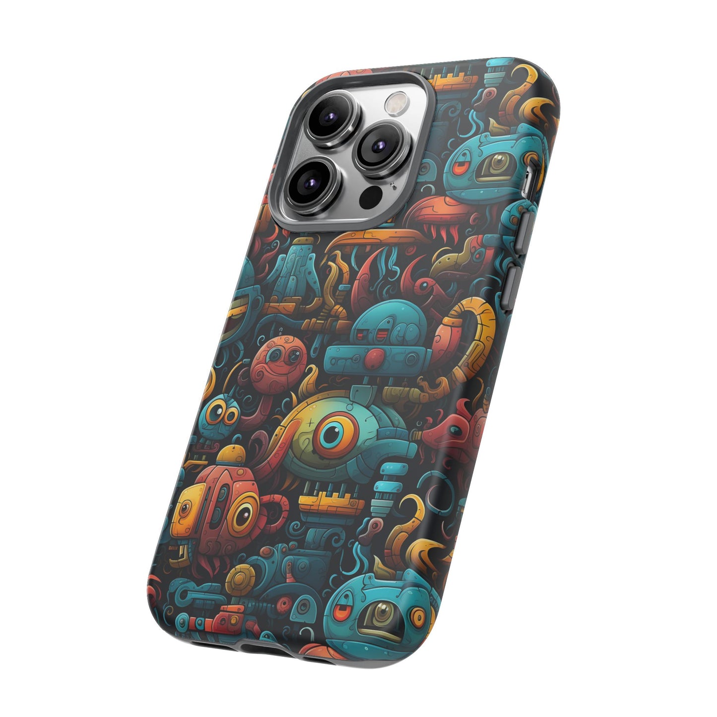 Whimsical Robots Tough Phone Case – Fantastical Mechanical Creatures Design for iPhone, Samsung Galaxy & Google Pixel