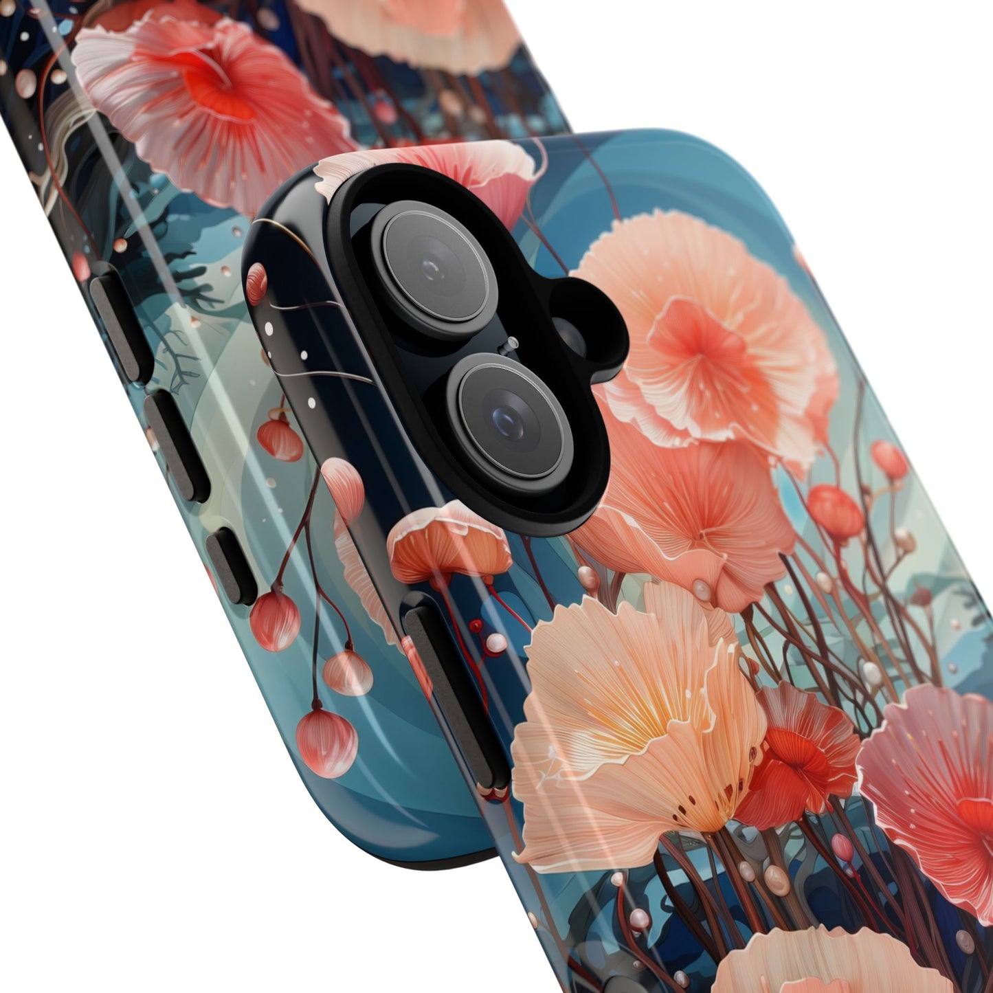 Blooming Poppies Tough Phone Case – Underwater Nocturnal Floral Design for iPhone, Samsung Galaxy & Google Pixel