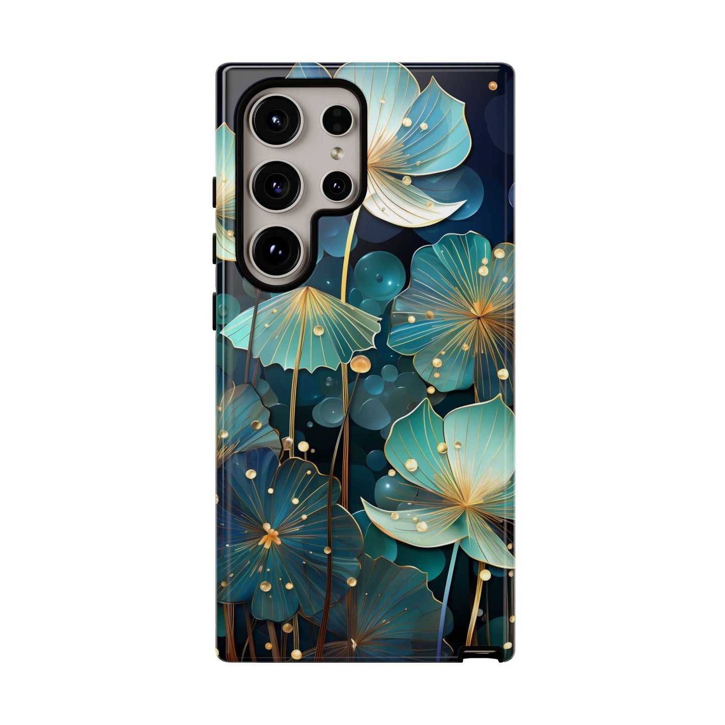 Teal Floral Tough Phone Case — Protective Botanical iPhone Cover