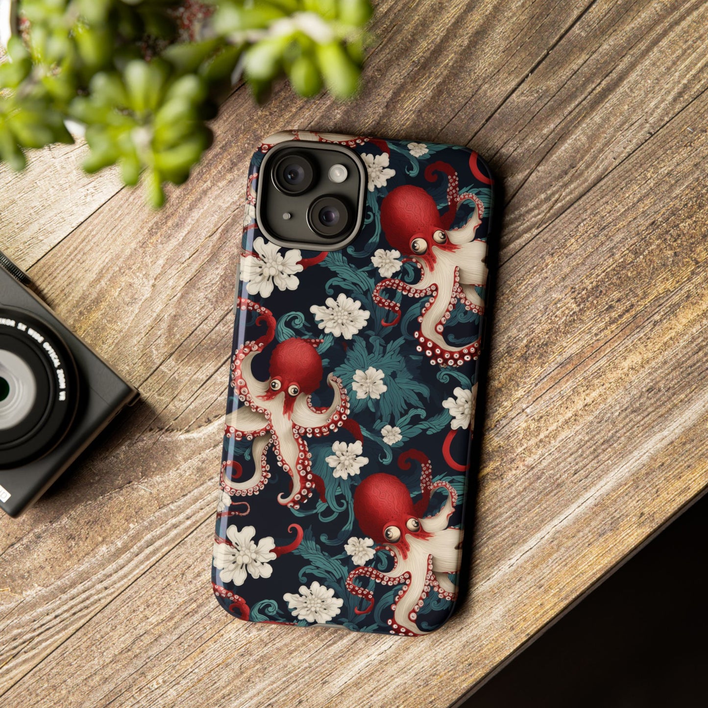 Octopus Floral Phone Case | Japanese Style Marine Pattern Protective Case