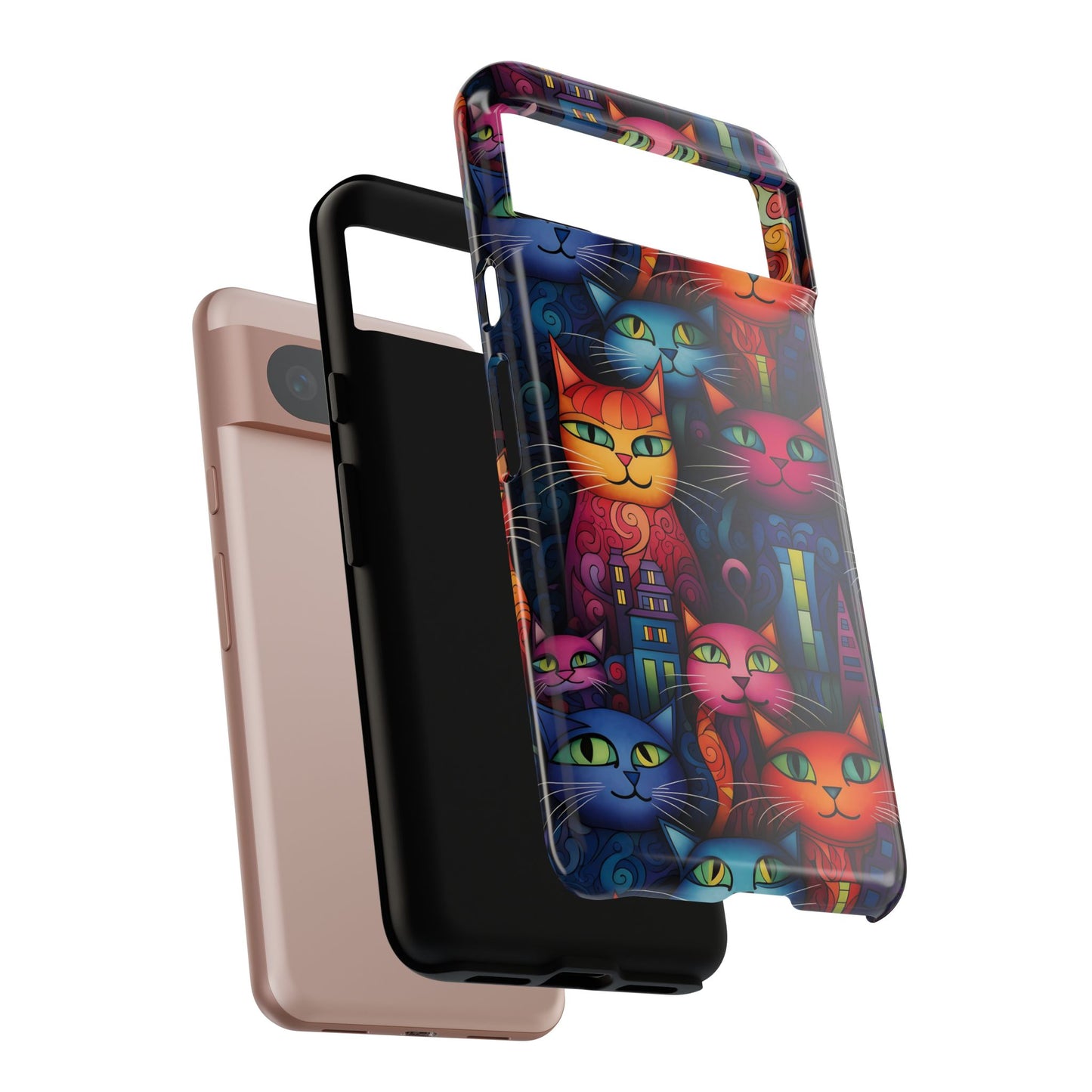 Cat-opolis Tough Phone Case: Fantastical Feline City Scape Mobile Phone Protection for iPhone, Samsung Galaxy & Google Pixel Whimsical Art