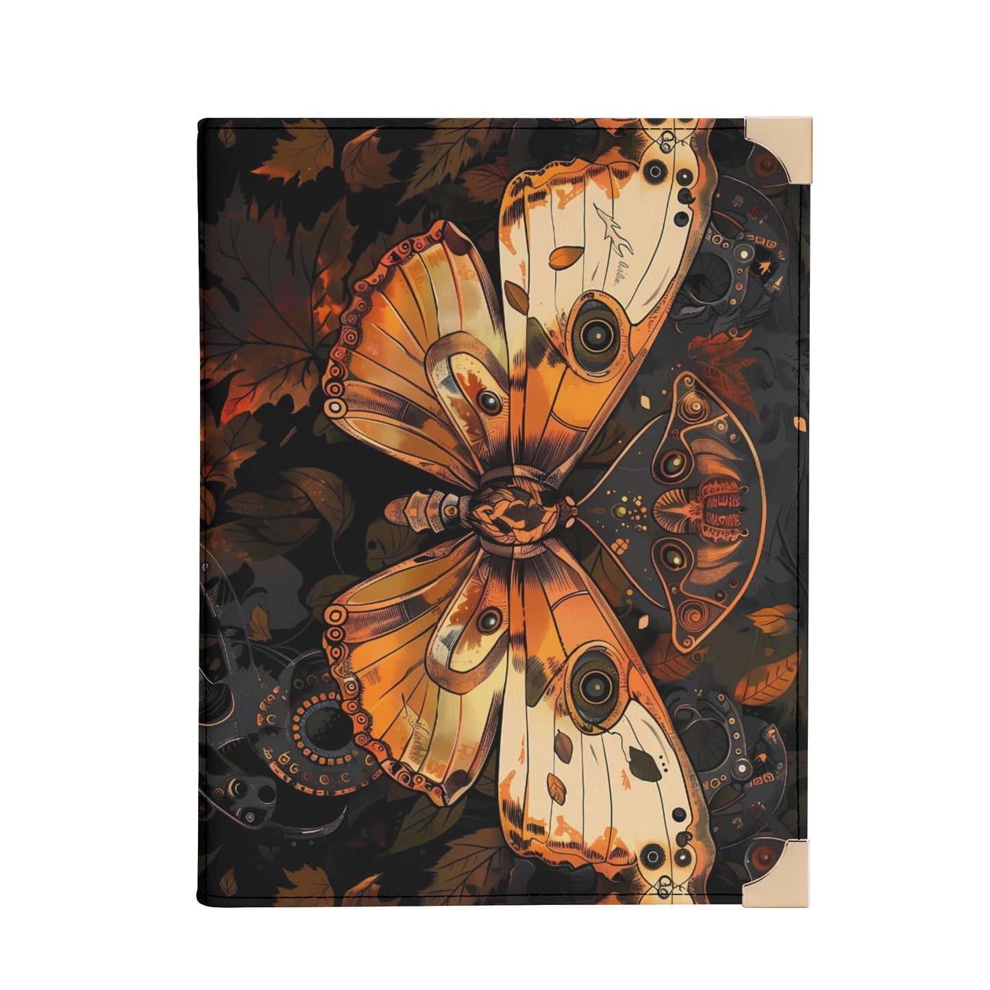 Steampunk Autumn Butterfly Book Cover Crossbody Bag – Perfect Fall Accessory for Book Lovers in Brown and Orange