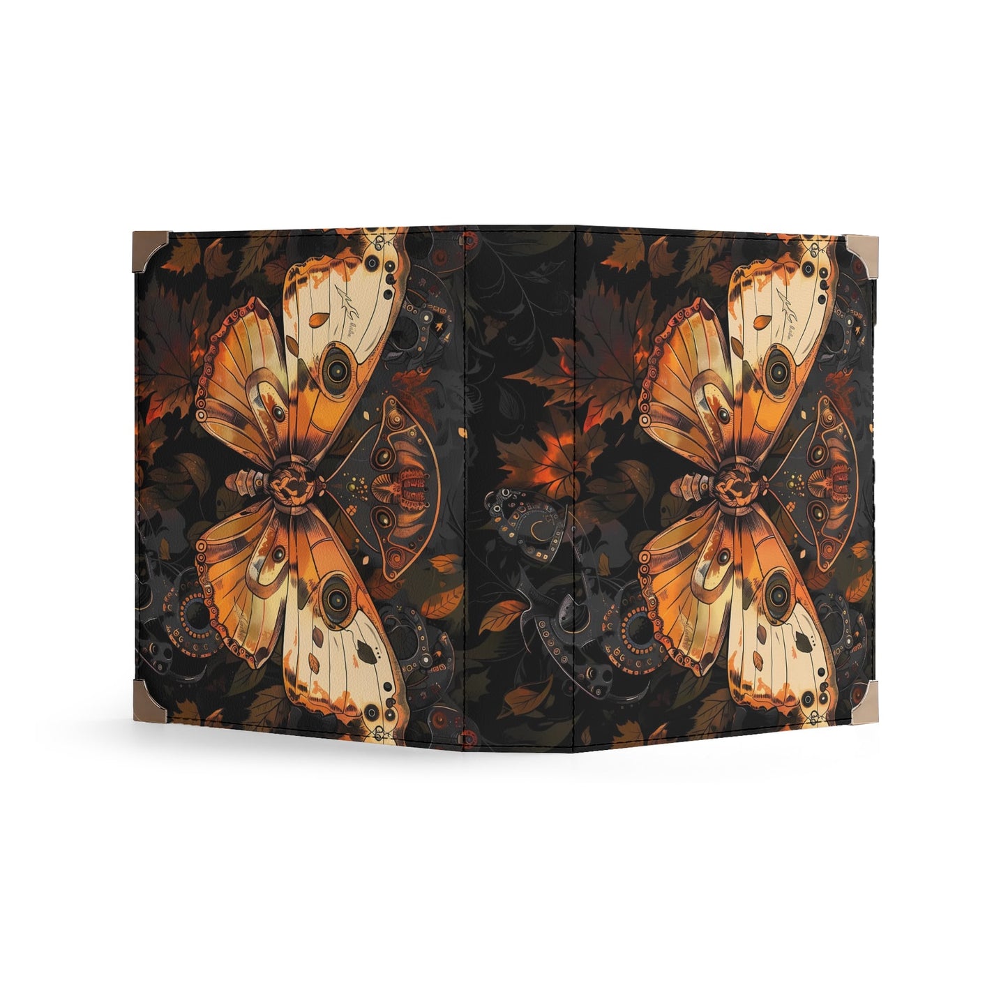 Steampunk Autumn Butterfly Book Cover Crossbody Bag – Perfect Fall Accessory for Book Lovers in Brown and Orange