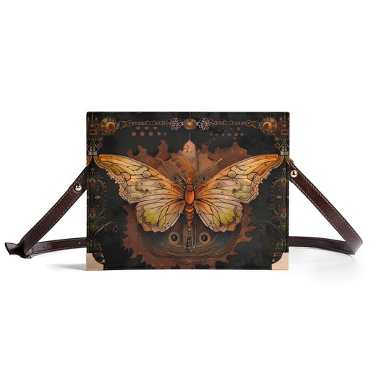Steampunk Butterfly Book Cover Bag – Stylish Carry-All for Book Lovers in Earthy Warm Fall Colors - Crossbody