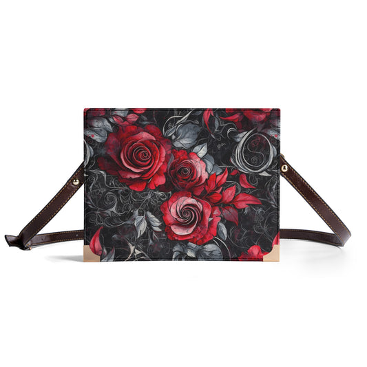Gothic Rose Book Cover Purse – Dark Floral Crossbody Bag - Bible Cover Handbag