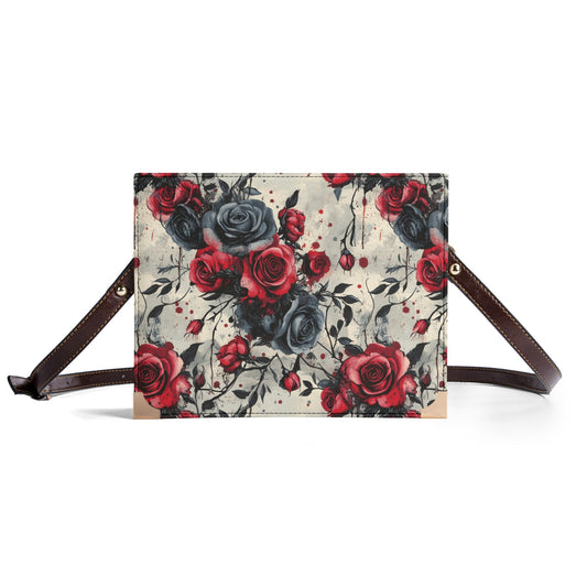 Floral Gothic Book Cover Purse - Unique Bible Cover Handbag Carrying Case Crossbody Shoulder Bag