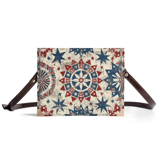 Patriotic Americana Book Cover Purse - Vegan Leather Bible Cover Crossbody in Red White and Blue