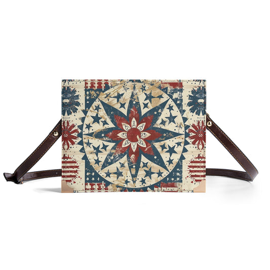 Rustic Americana Star Book Cover Purse - Bible Cover Crossbody Bag in Red White and Blue
