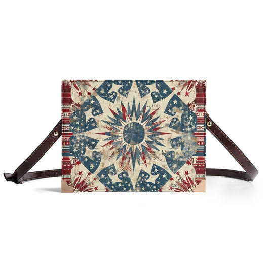 Vintage Americana Starburst Book Cover Purse - Red, White & Blue Bible Cover Handbag