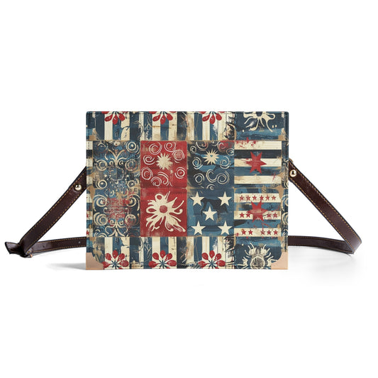 Patchwork Americana Book Cover Purse - Bible Cover Handbag Crossbody Bag in Red White and Blue