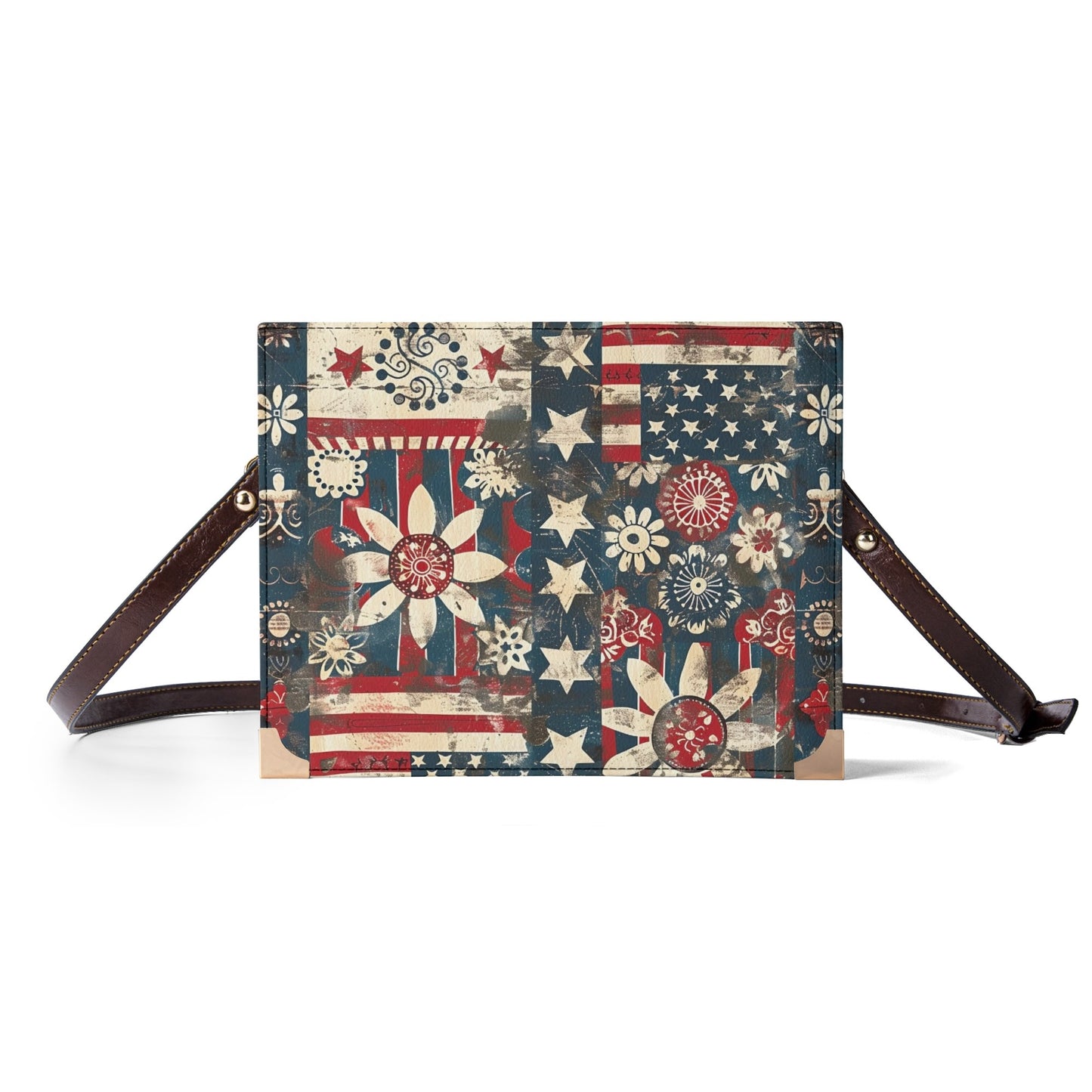 Fun Patriotic Bible Cover Purse – Vintage Americana Style Book Bag Crossbody with Red White and Blue