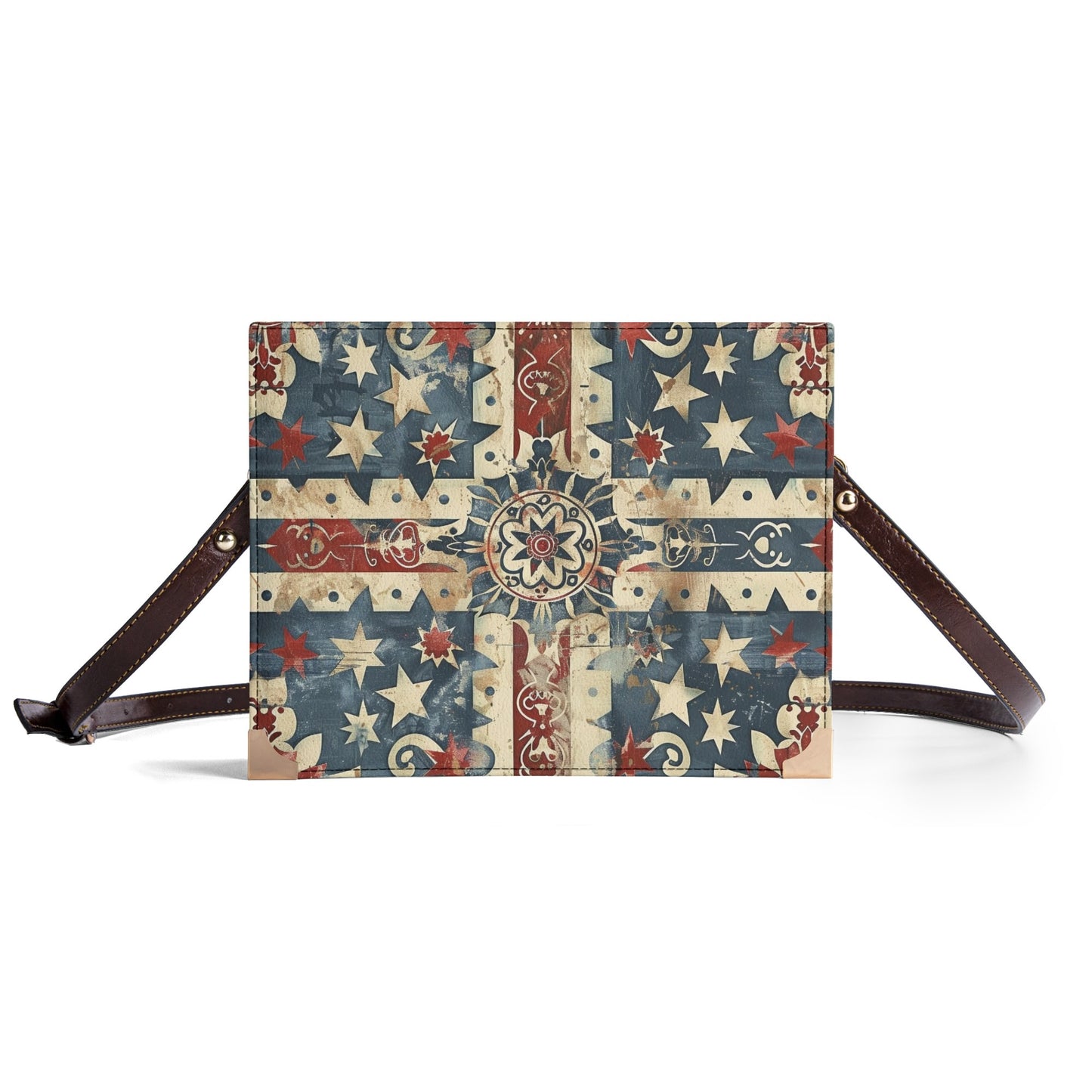 Americana Cross Bible Cover Handbag - Patriotic Stars & Stripes Crossbody Shoulder Bag in Red White and Blue