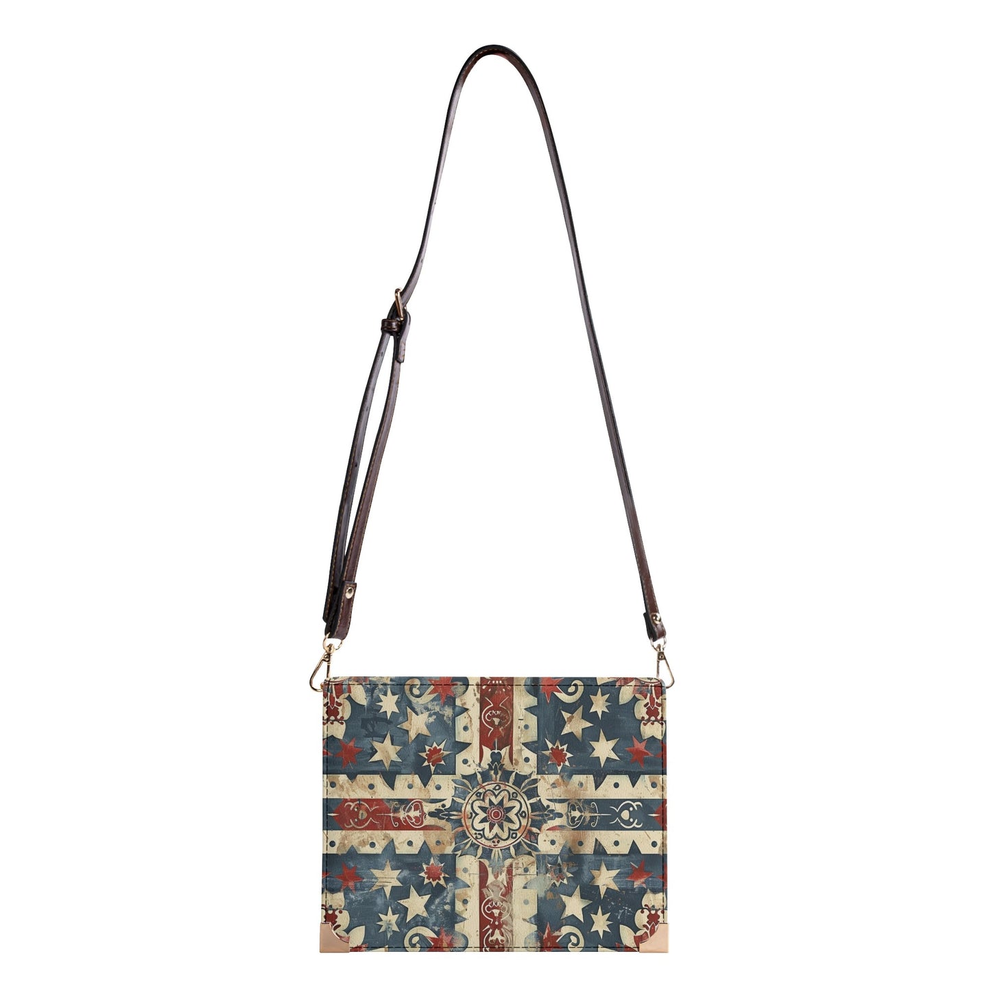 Americana Cross Bible Cover Handbag - Patriotic Stars & Stripes Crossbody Shoulder Bag in Red White and Blue