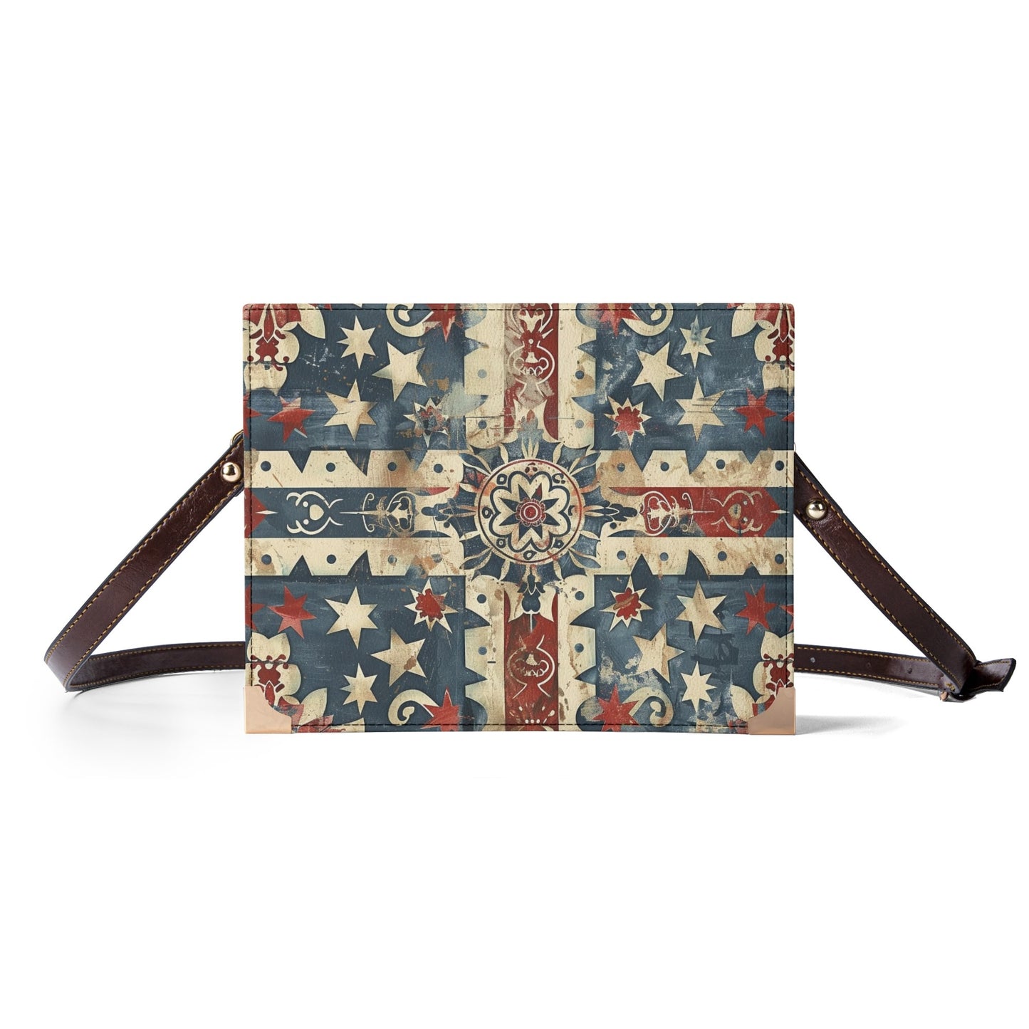 Americana Cross Bible Cover Handbag - Patriotic Stars & Stripes Crossbody Shoulder Bag in Red White and Blue