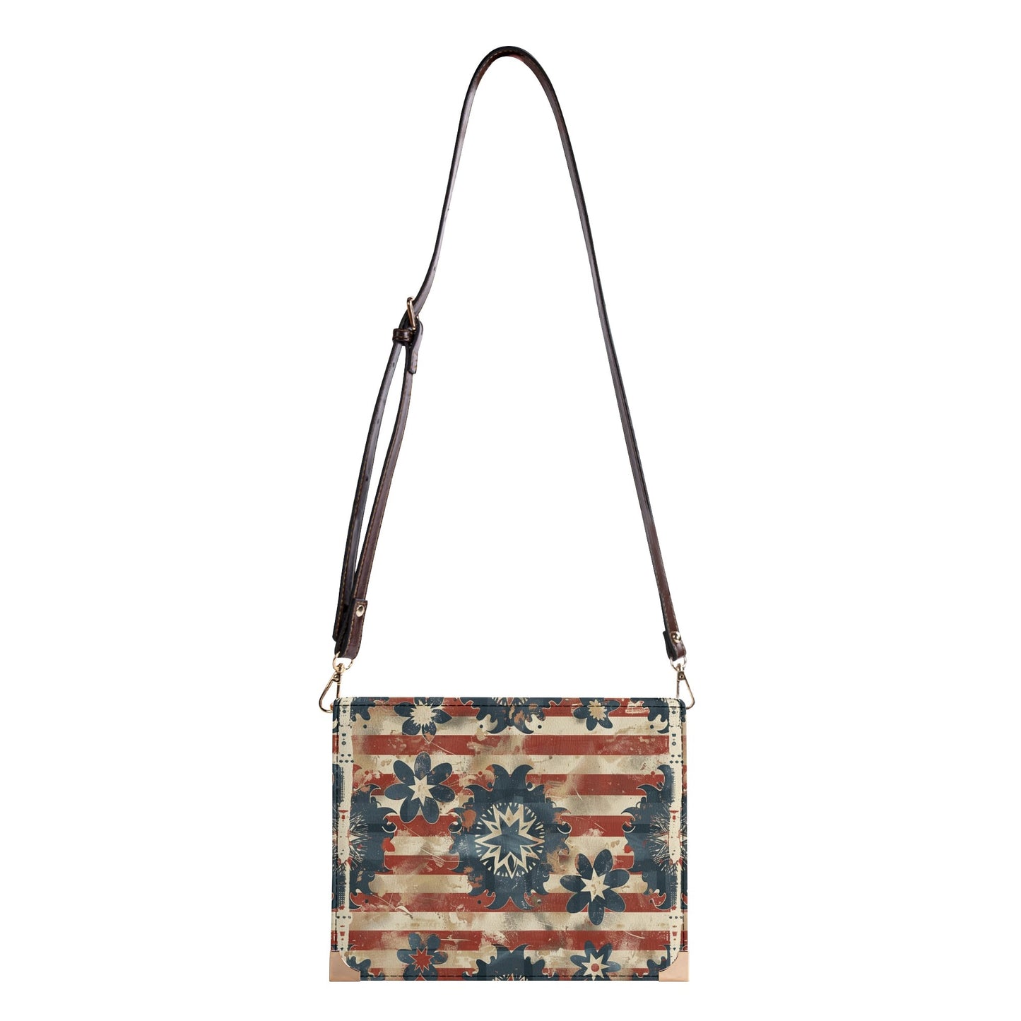 Floral Stars Bible Cover Purse – Patriotic Faith Crossbody Bag in Red White and Blue