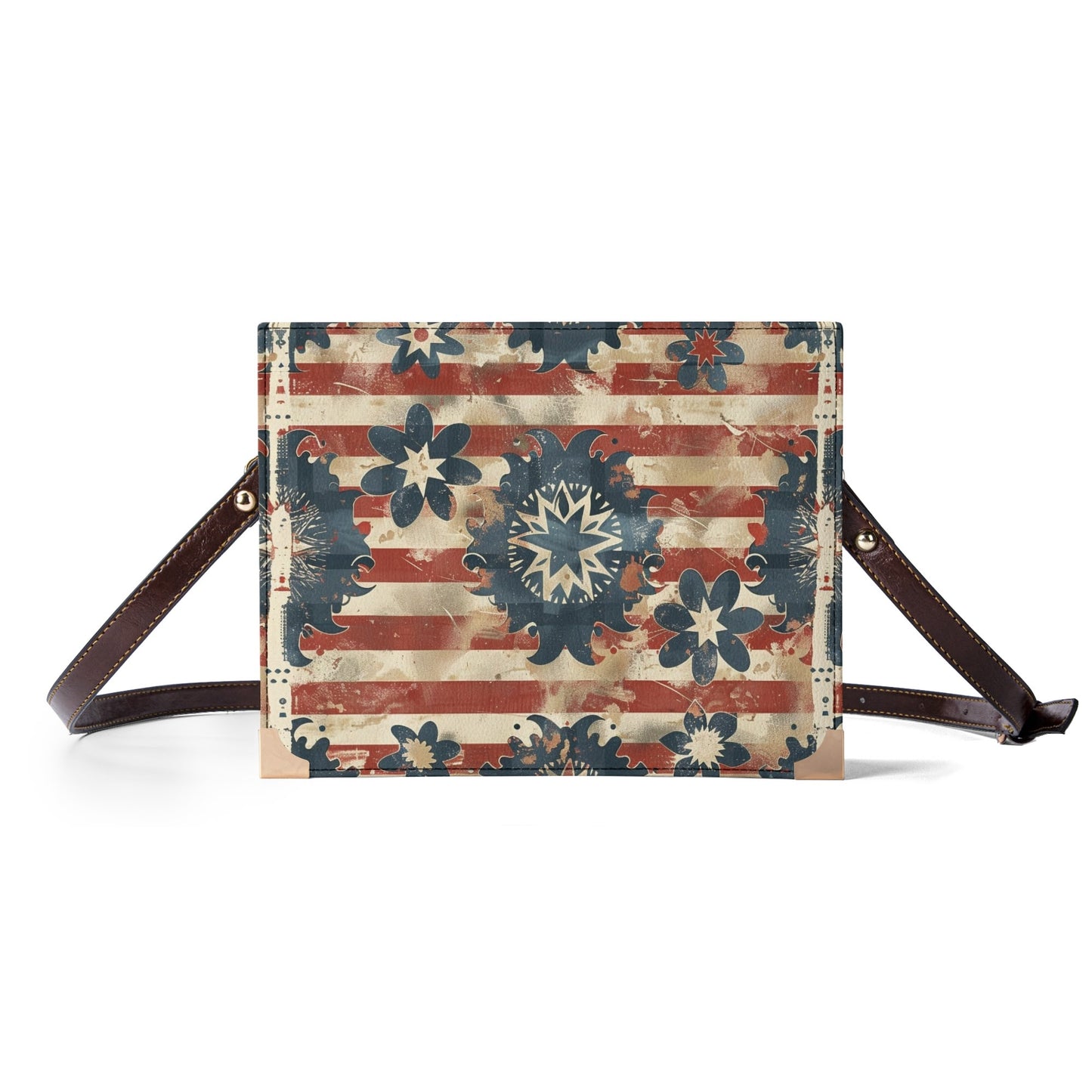 Floral Stars Bible Cover Purse – Patriotic Faith Crossbody Bag in Red White and Blue