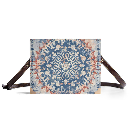 Blue Mandala Bible Cover Purse – Vintage Americana Style Crossbody Shoulderbag in Red White and Blue