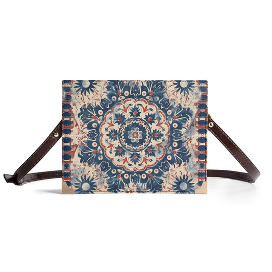 Boho Floral Mandala Bible Cover Purse – Blue & Red Vintage Style Crossbody Shoulder Bag