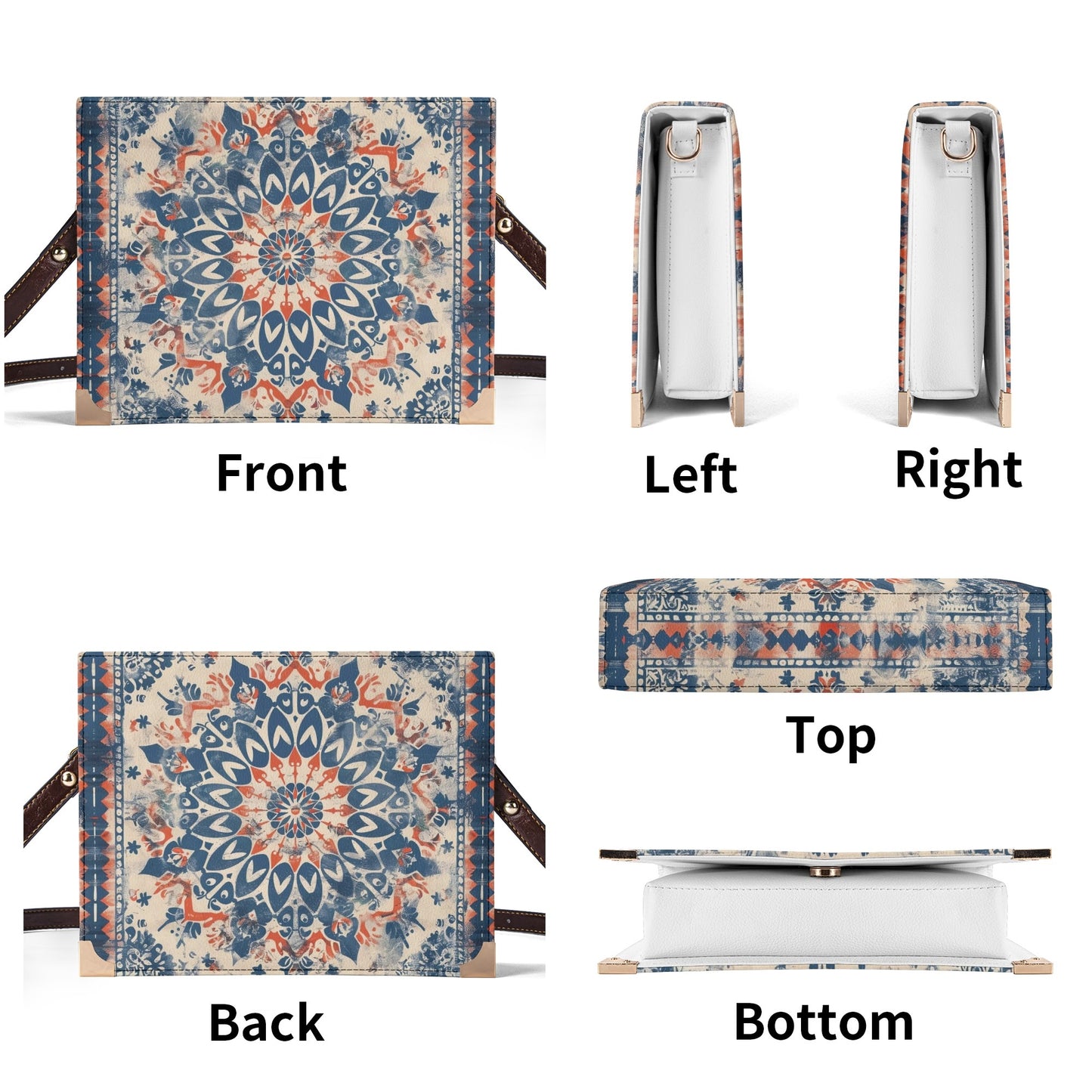 Boho Mandala Bible Cover Purse – Blue & Coral Design Crossbody Bag