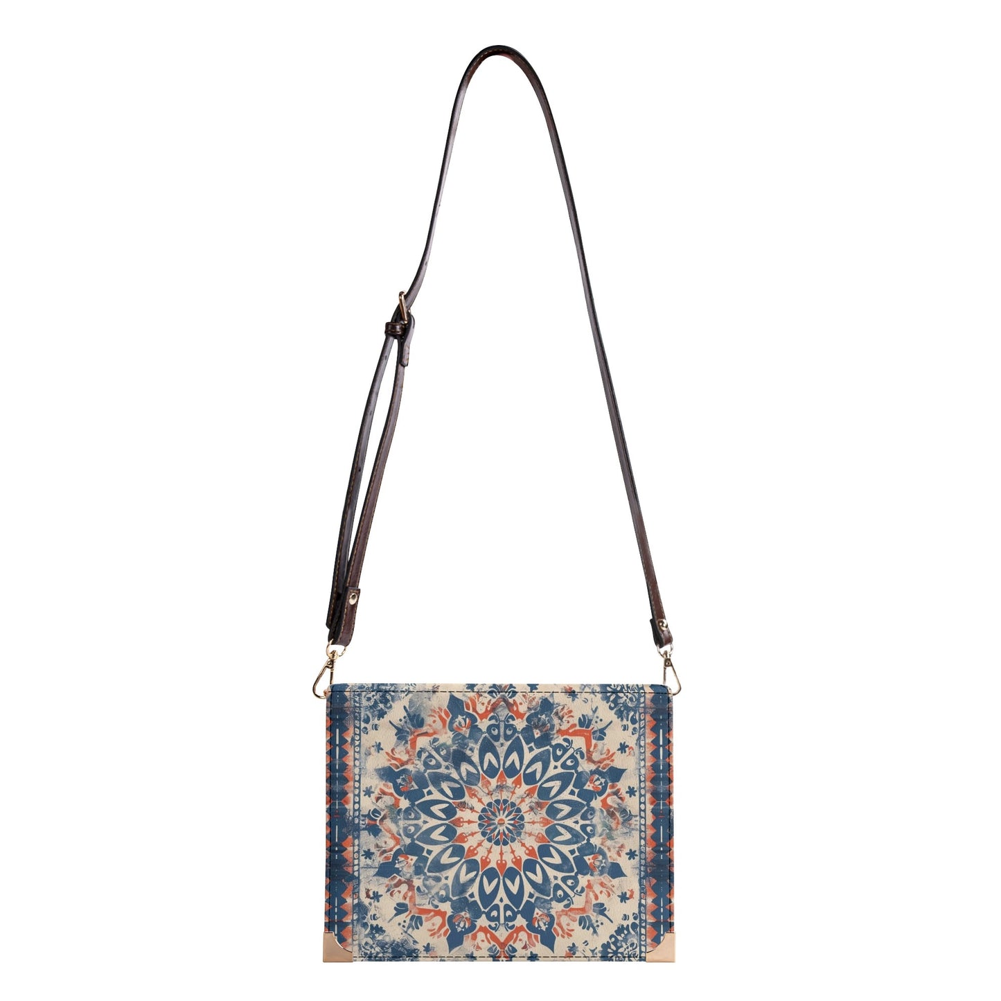 Boho Mandala Bible Cover Purse – Blue & Coral Design Crossbody Bag