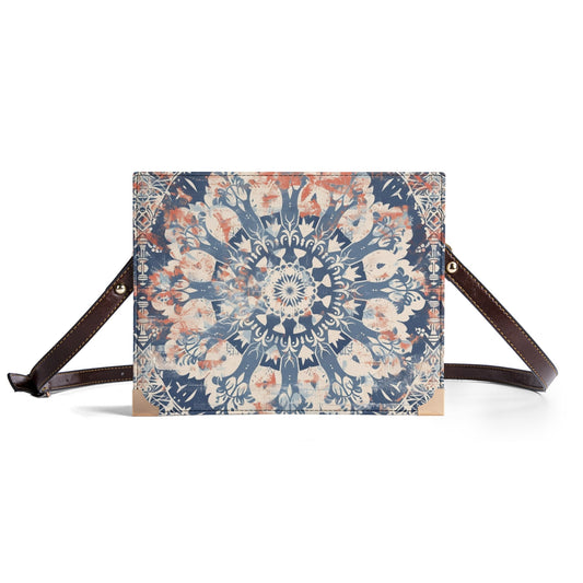 Vintage Floral Bible Cover Purse – Blue and Coral Mandala Design