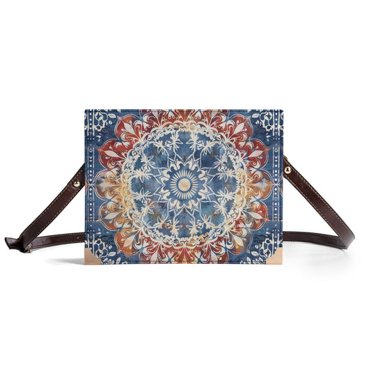 Vegan Leather Bible Cover with Batik Mandala – Boho Book Purse & Handbag