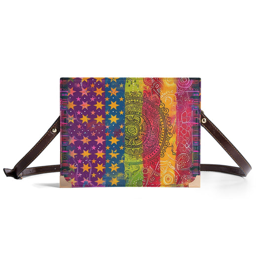 Vegan Leather Rainbow Mandala Book Purse – Celebratory Bible Cover & Handbag