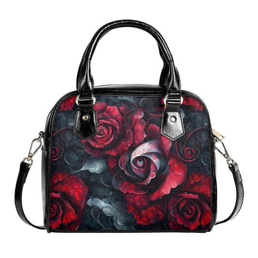 Dark Red Rose Gothic Floral Shoulder Handbag