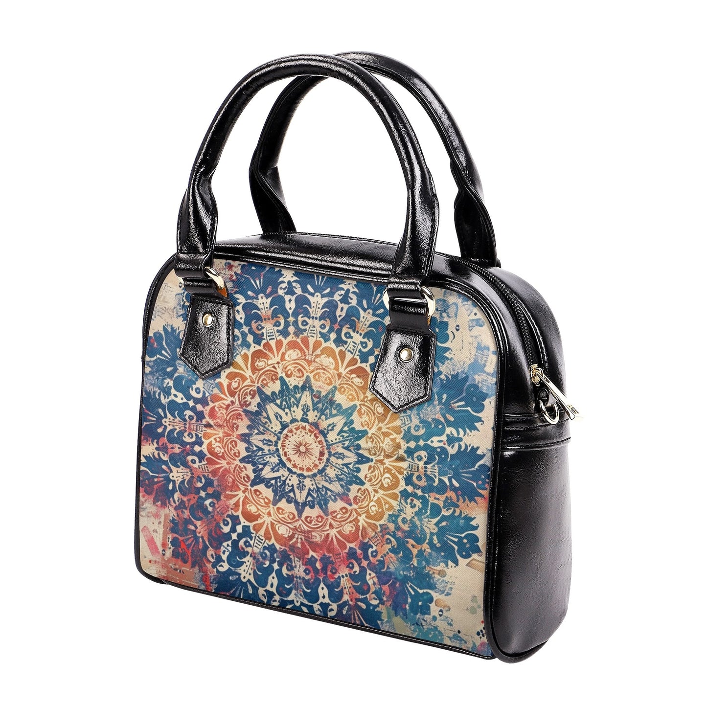 Boho Mandala PU Leather Handbag – Vintage-Inspired Elegance